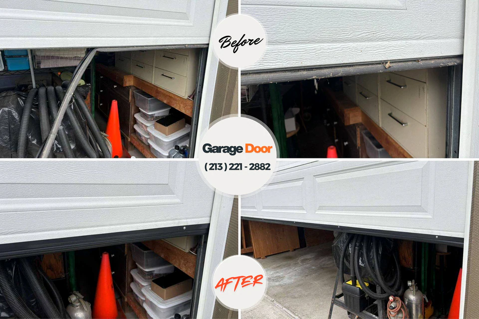 Before and after: garage door repair Fairfield Harbour, NC